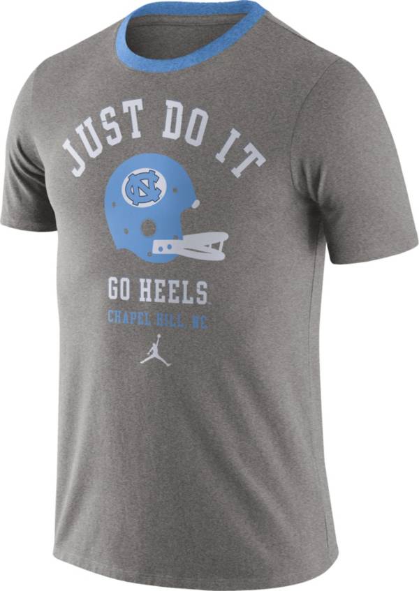 Jordan Men's North Carolina Tar Heels Grey Dri-FIT Vault Helmet Logo T-Shirt