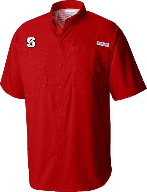 Columbia Men's NC State Wolfpack Red Tamiami Short Sleeve Button Down Shirt