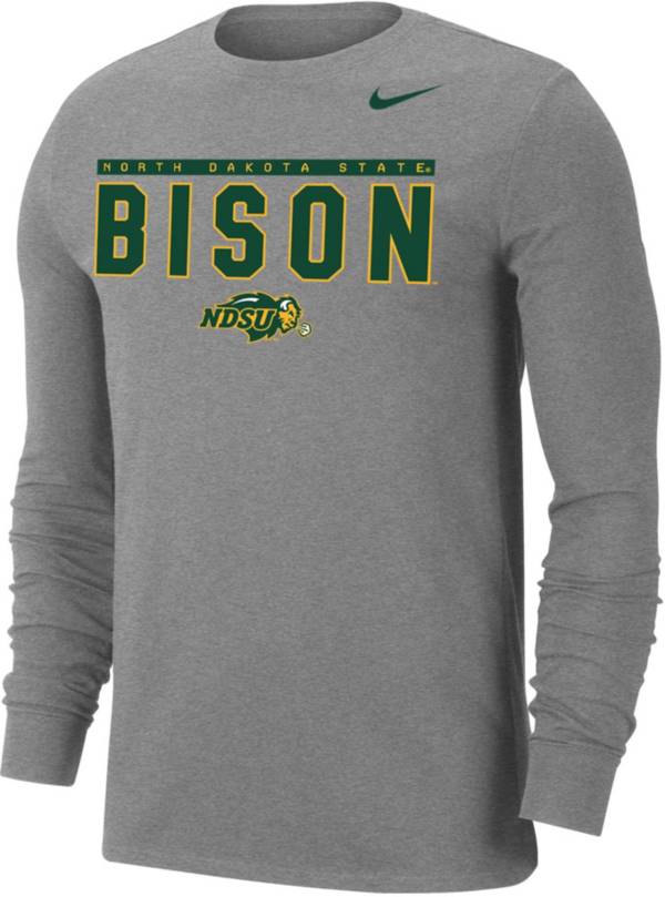 Nike Men's North Dakota State Bison Grey Dri-FIT Cotton Long Sleeve T-Shirt