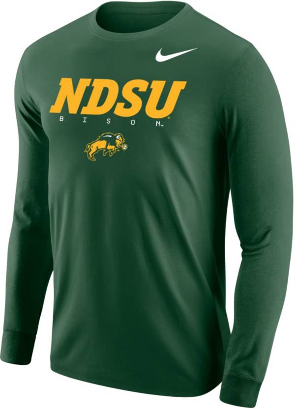 Nike Men's North Dakota State Bison Green Core Cotton Graphic Long Sleeve T-Shirt