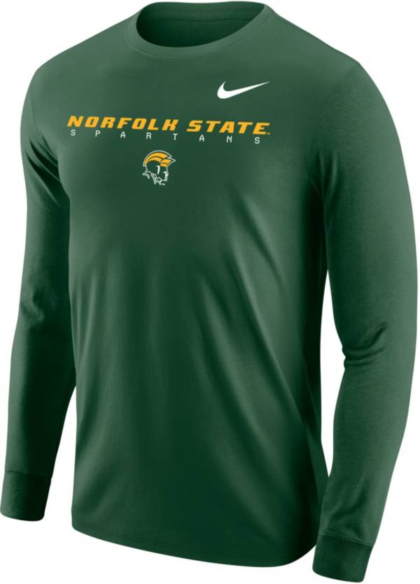 Nike Men's Norfolk State Spartans Green Core Cotton Graphic Long Sleeve T-Shirt