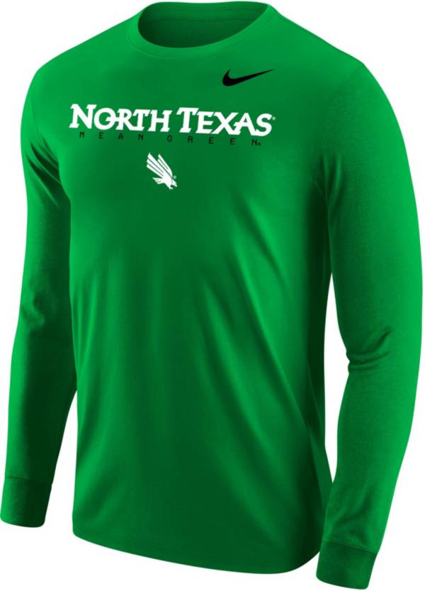 Nike Men's North Texas Mean Green Green Core Cotton Graphic Long Sleeve T-Shirt