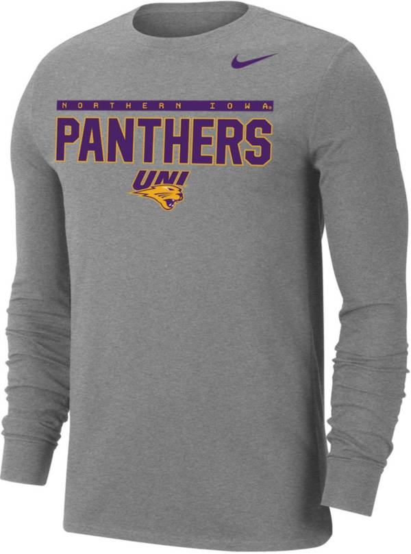 Nike Men's Northern Iowa Panthers Grey Dri-FIT Cotton Long Sleeve T-Shirt