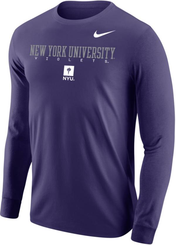 Nike Men's NYU Violets NYU Purple Core Cotton Graphic Long Sleeve T-Shirt