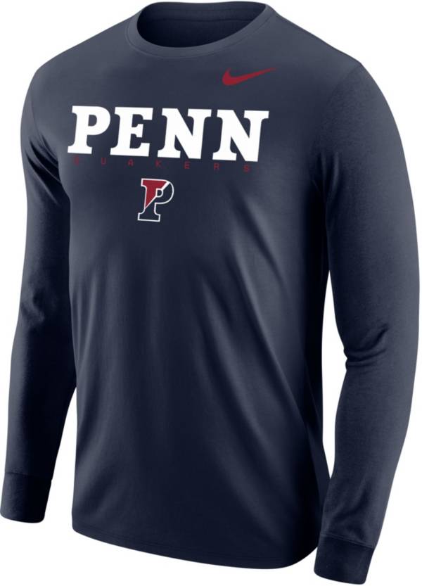 Nike Men's University of Pennsylvania Quakers Blue Core Cotton Graphic Long Sleeve T-Shirt