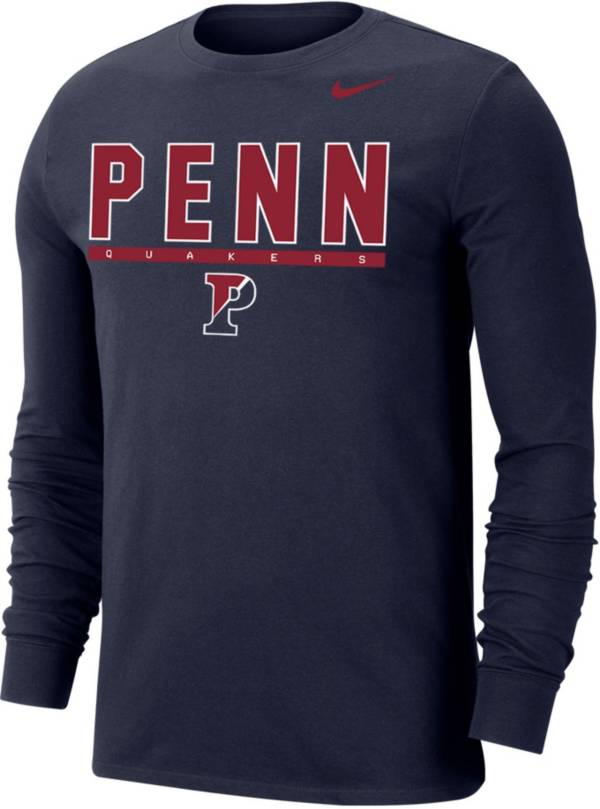 Nike Men's University of Pennsylvania Quakers Blue Dri-FIT Cotton Long Sleeve T-Shirt