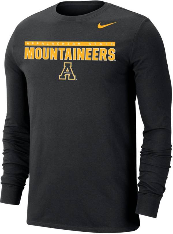 Nike Men's Appalachian State Mountaineers Dri-FIT Cotton Long Sleeve Black T-Shirt product image