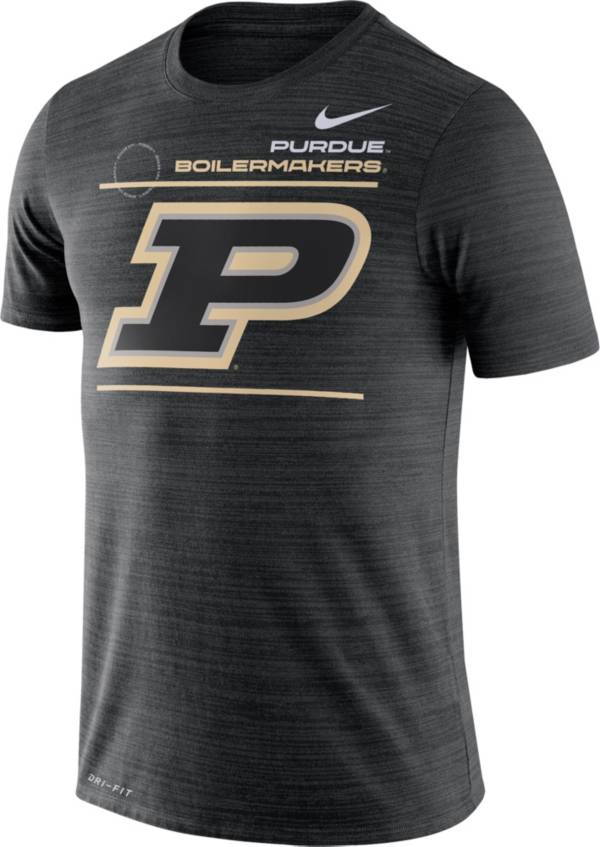 Nike Men's Purdue Boilermakers Dri-FIT Velocity Football Sideline Black T-Shirt