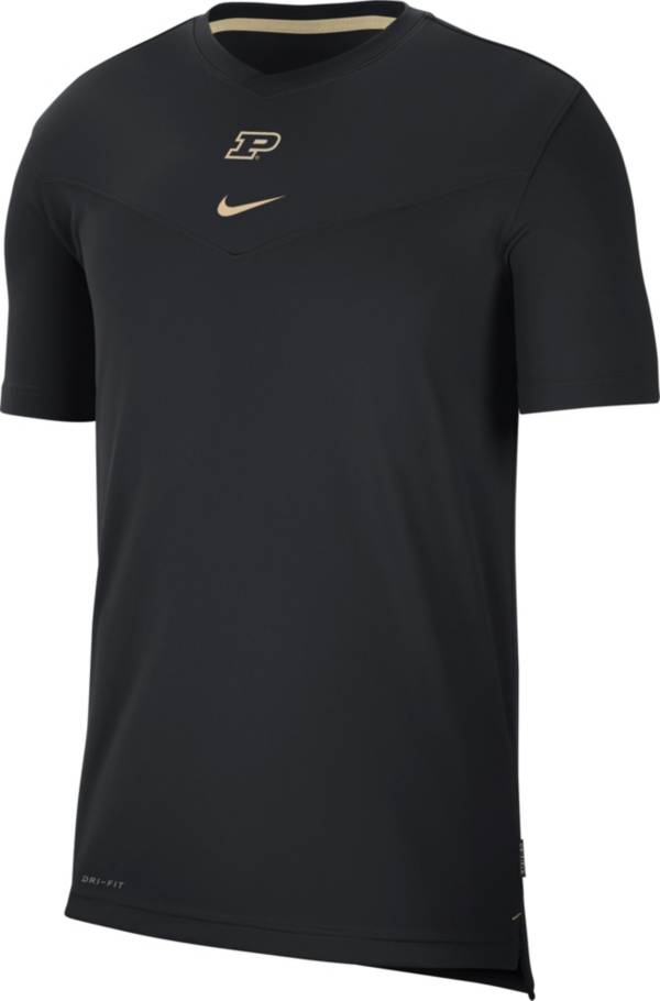 Nike Men's Purdue Boilermakers Football Sideline Coach Dri-FIT UV Black T-Shirt