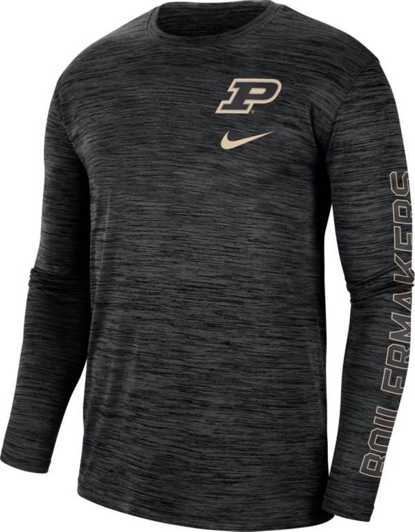 Nike Men's Purdue Boilermakers Black Dri-FIT Velocity Graphic Long Sleeve T-Shirt