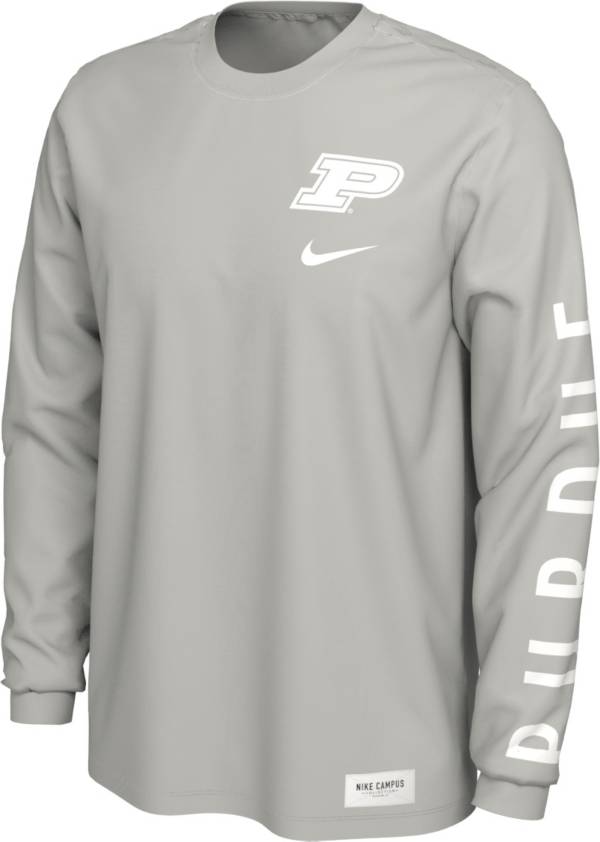 Nike Men's Purdue Boilermakers Pastel Grey Seasonal Cotton Long Sleeve T-Shirt product image