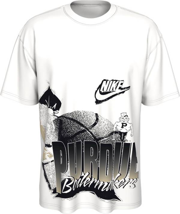 Nike Men's Purdue Boilermakers White Max90 90's Basketball T-Shirt