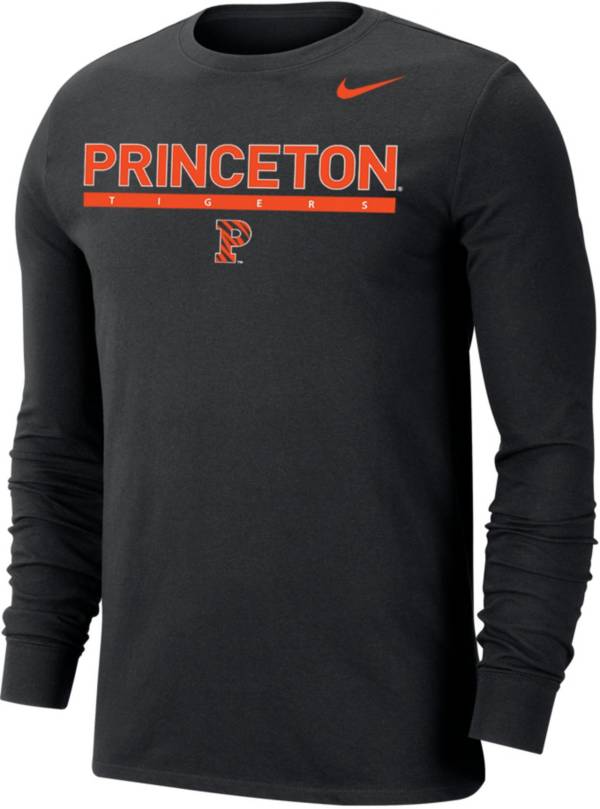 Nike Men's Princeton Tigers Dri-FIT Cotton Long Sleeve Black T-Shirt