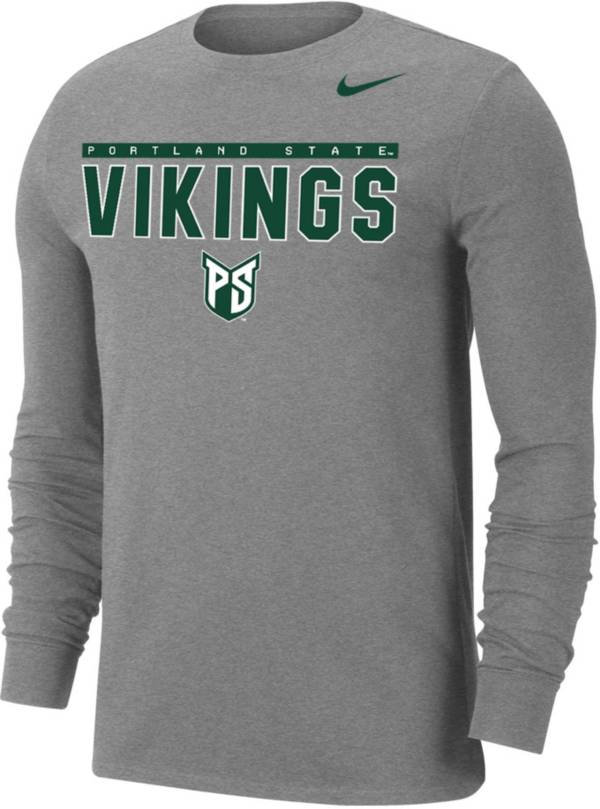 Nike Men's Portland State Vikings Grey Dri-FIT Cotton Long Sleeve T-Shirt