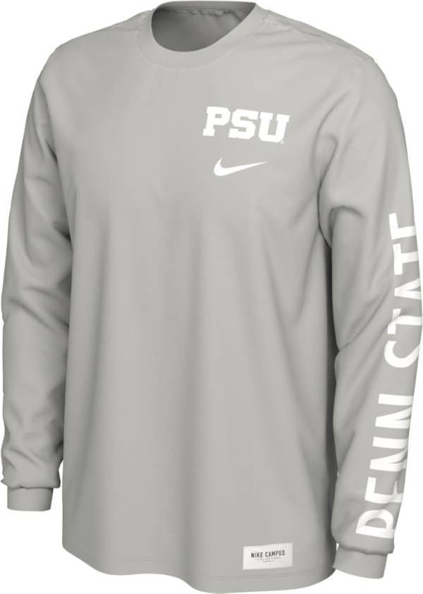 Nike Men's Penn State Nittany Lions Pastel Grey Seasonal Cotton Long Sleeve T-Shirt