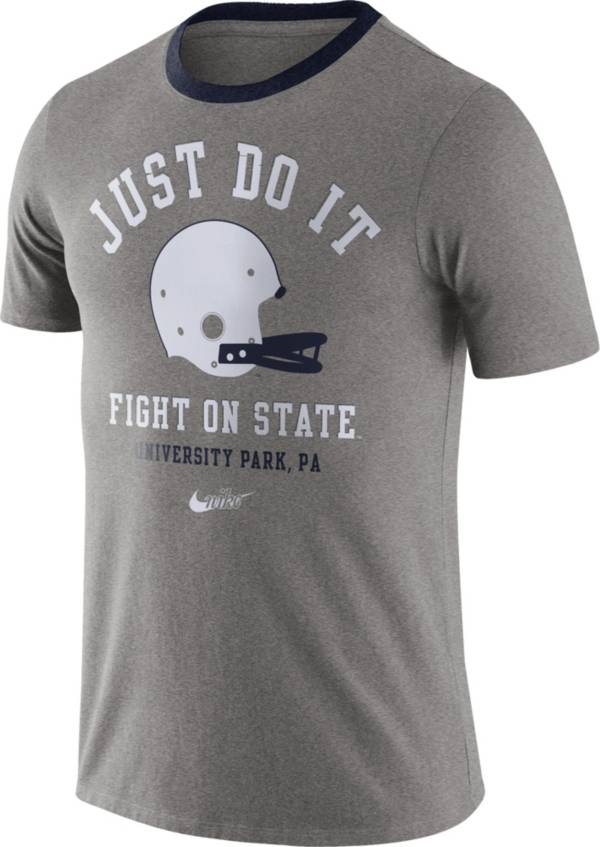 Nike Men's Penn State Nittany Lions Grey Dri-FIT Vault Helmet Logo T-Shirt