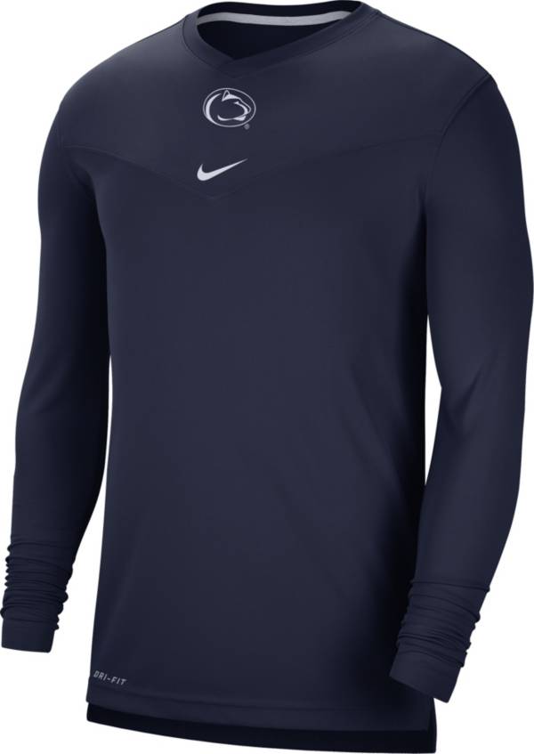 Nike Men's Penn State Nittany Lions Blue Football Sideline Coach Dri-FIT UV Long Sleeve T-Shirt