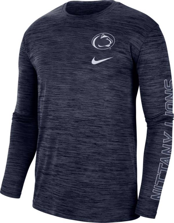 Nike Men's Penn State Nittany Lions Blue Dri-FIT Velocity Graphic Long Sleeve T-Shirt