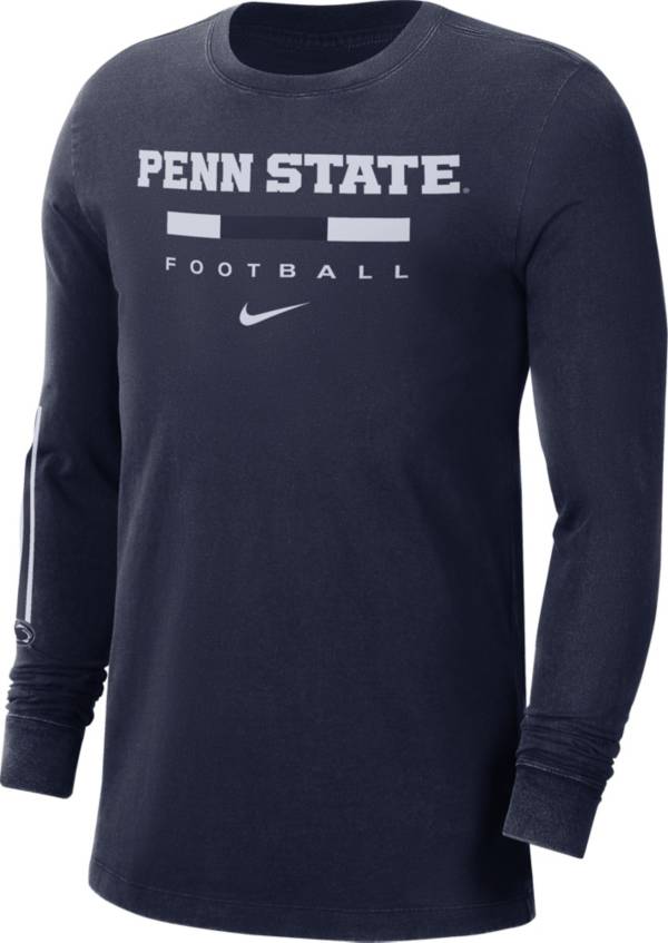 Nike Men's Penn State Nittany Lions Blue Football Wordmark Long Sleeve T-Shirt