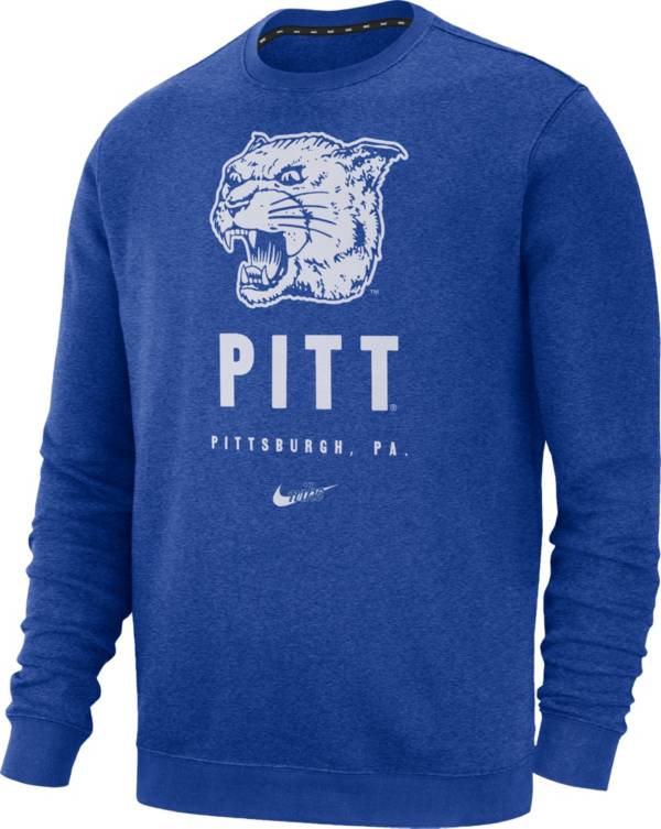 Nike Men's Pitt Panthers Blue Vault Logo Club Fleece Crew Neck Sweatshirt