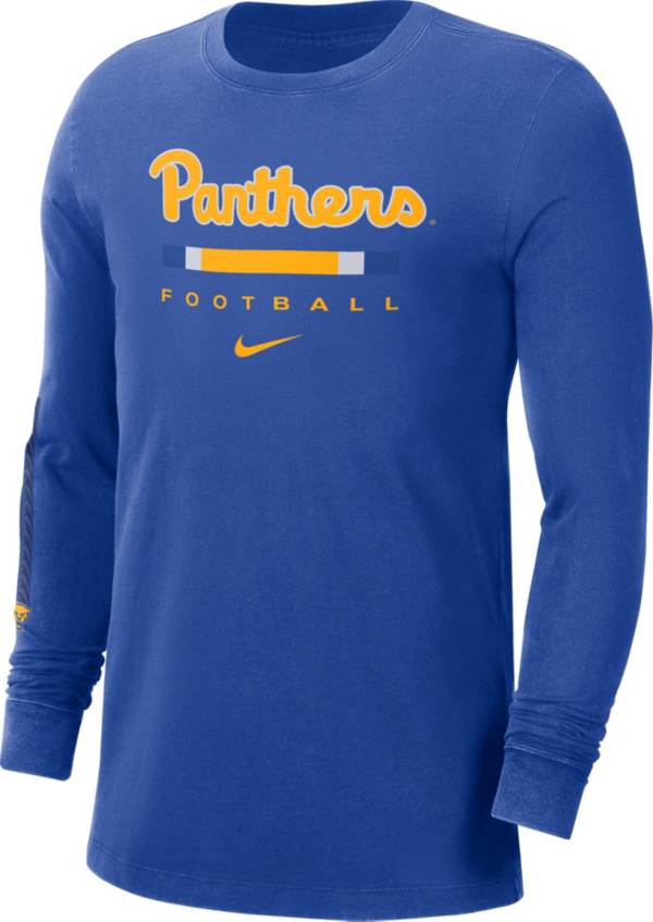 Nike Men's Pitt Panthers Blue Football Wordmark Long Sleeve T-Shirt