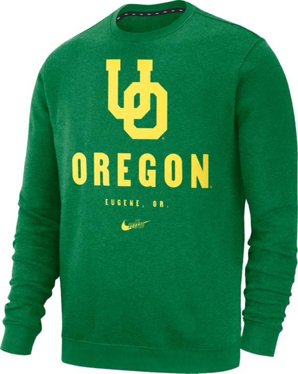 Nike Men's Oregon Ducks Green Vault Club Fleece Crew Neck Sweatshirt