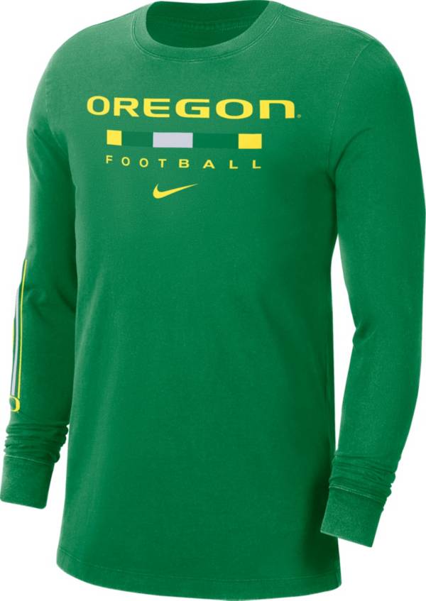 Nike Men's Oregon Ducks Green Football Wordmark Long Sleeve T-Shirt