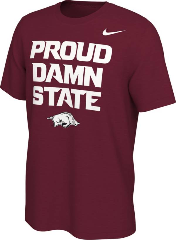 Nike Men's Arkansas Razorbacks Cardinal Damn Proud State Mantra T-Shirt