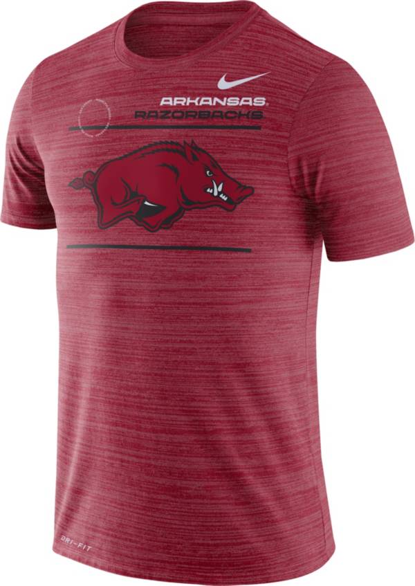 Nike Men's Arkansas Razorbacks Cardinal Dri-FIT Velocity Football Sideline T-Shirt