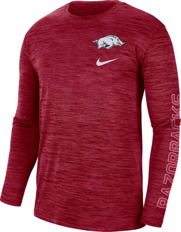 Nike Men's Arkansas Razorbacks Cardinal Dri-FIT Velocity Graphic Long Sleeve T-Shirt