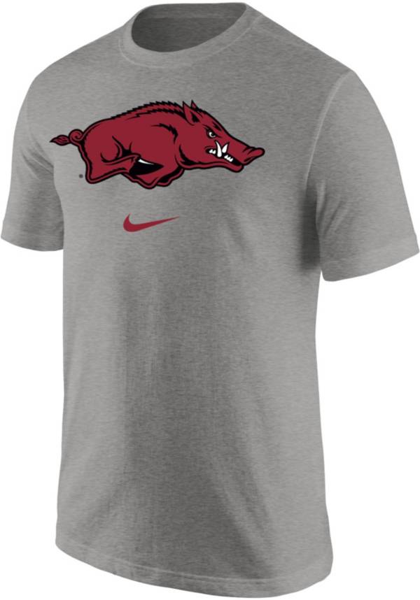 Nike Men's Arkansas Razorbacks Grey Core Cotton Logo T-Shirt