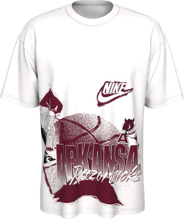 Nike Men's Arkansas Razorbacks White Max90 90's Basketball T-Shirt