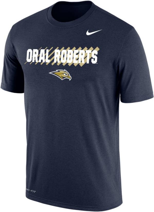 Nike Men's Oral Roberts Golden Eagles Navy Blue Dri-FIT Cotton T-Shirt