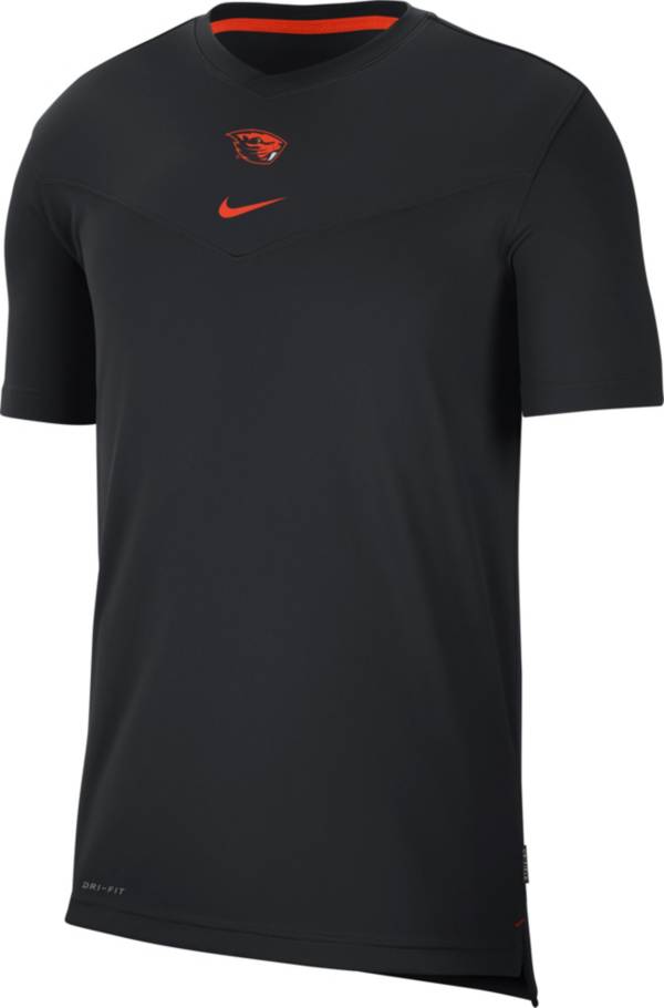 Nike Men's Oregon State Beavers Football Sideline Coach Dri-FIT UV Black T-Shirt