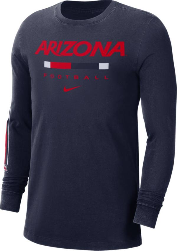 Nike Men's Arizona Wildcats Navy Football Wordmark Long Sleeve T-Shirt