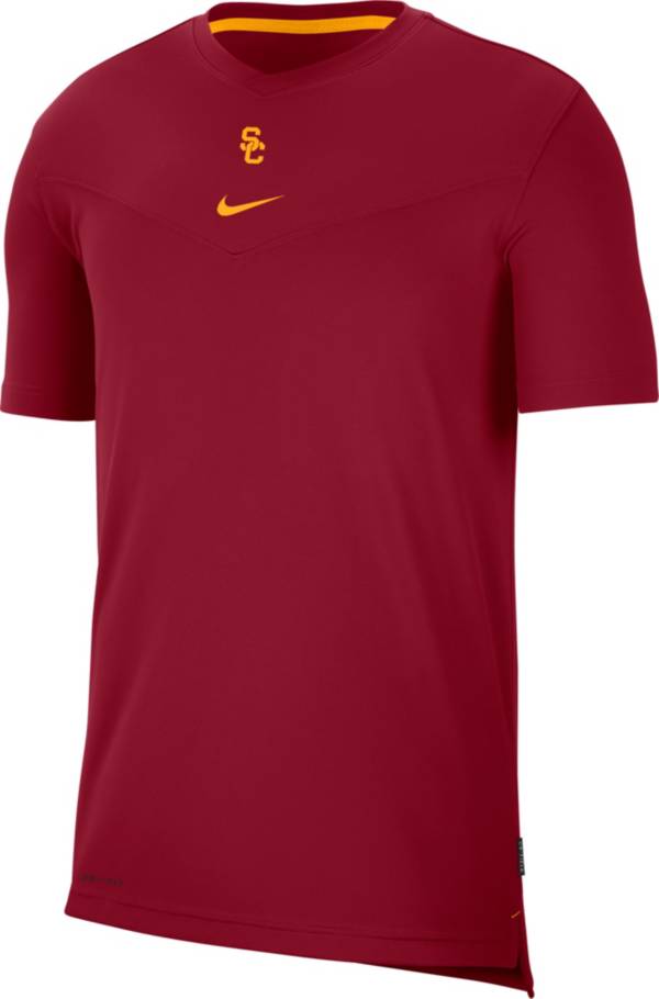 Nike Men's USC Trojans Cardinal Football Sideline Coach Dri-FIT UV T-Shirt