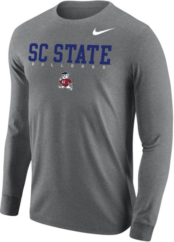 Nike Men's South Carolina State Bulldogs Grey Core Cotton Graphic Long Sleeve T-Shirt