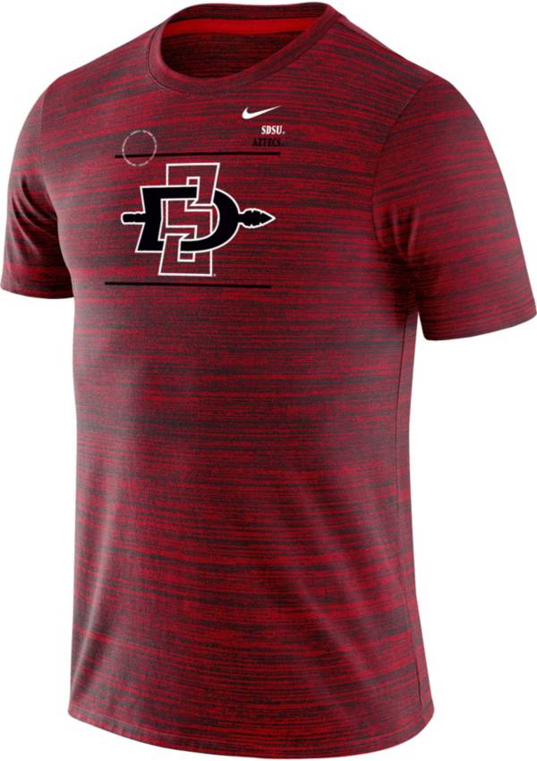 Nike Men's San Diego State Aztecs Red Football Sideline Velocity T-Shirt