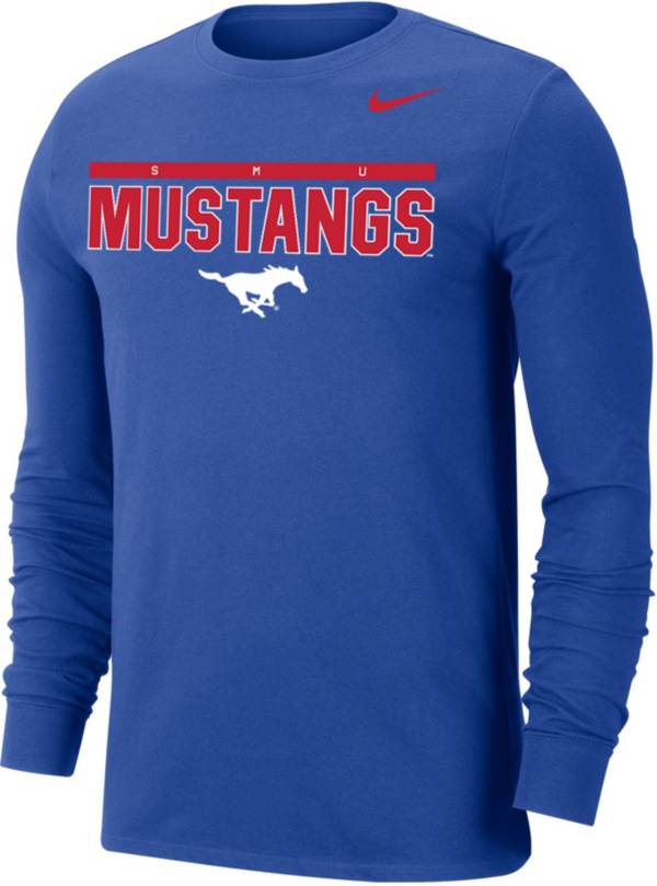 Nike Men's Southern Methodist Mustangs Blue Dri-FIT Cotton Long Sleeve T-Shirt