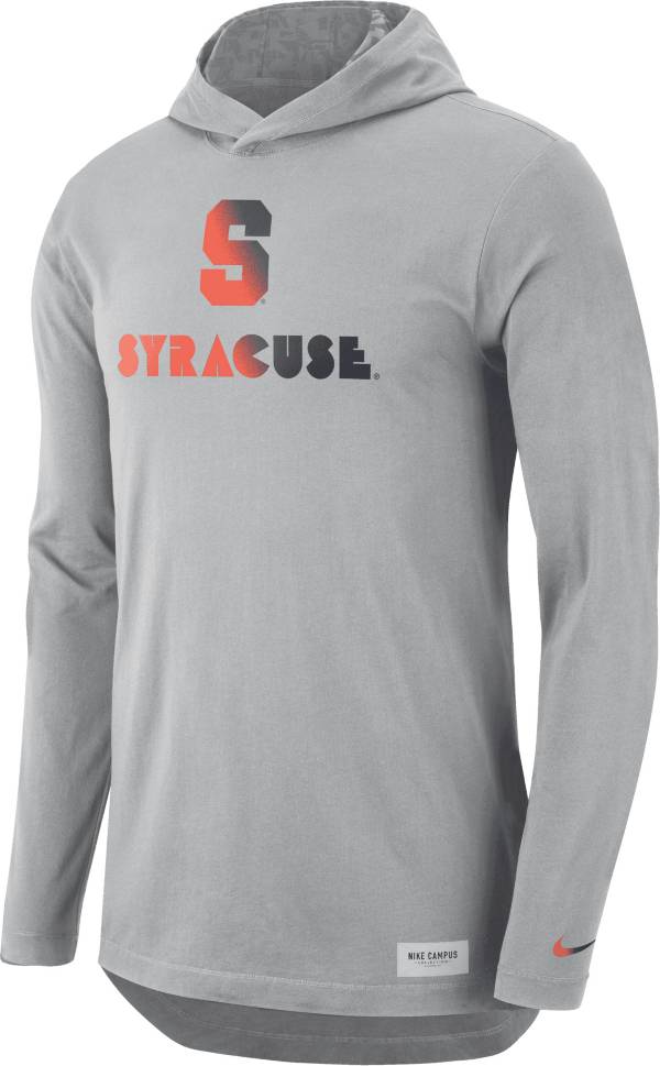 Nike Men's Syracuse Orange Grey Dri-FIT Long Sleeve Hoodie T-Shirt