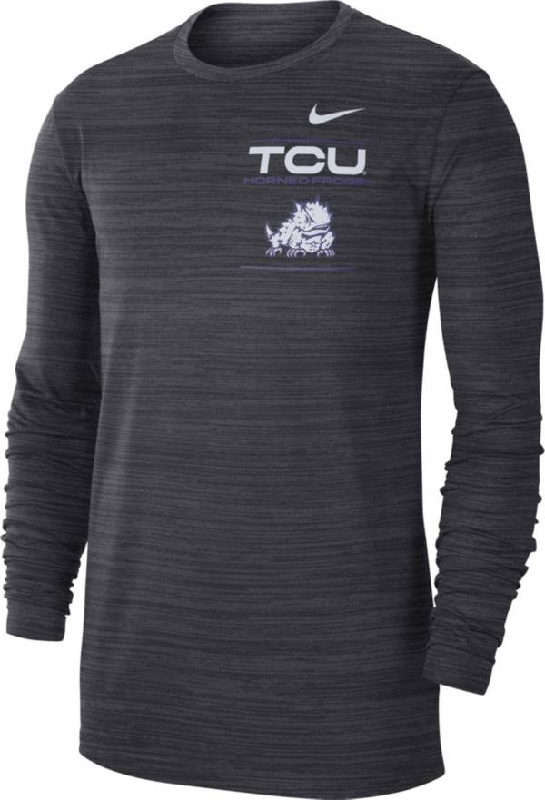 Nike Men's TCU Horned Frogs Grey Dri-FIT Velocity Football Sideline Long Sleeve T-Shirt