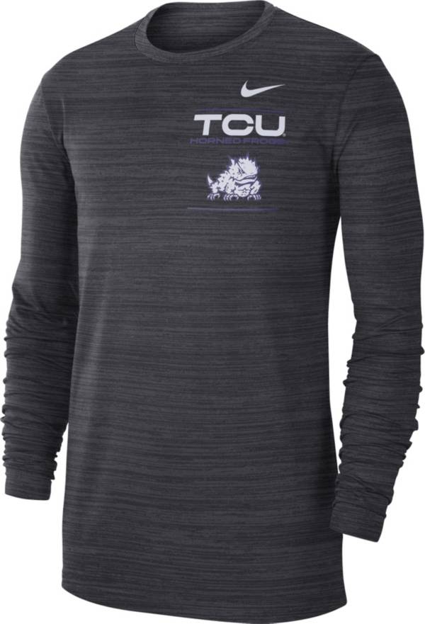 Nike Men's TCU Horned Frogs Grey Dri-FIT Velocity Football Sideline Long Sleeve T-Shirt product image