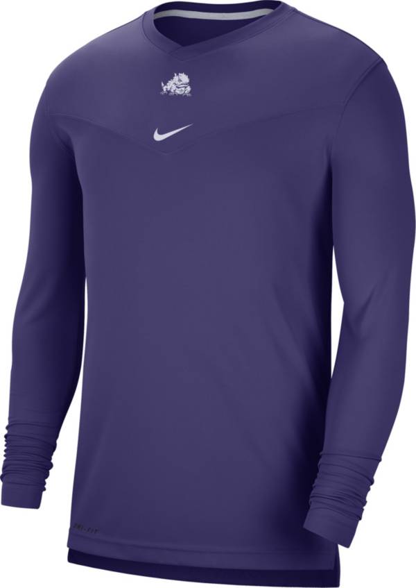Nike Men's TCU Horned Frogs Purple Football Sideline Coach Dri-FIT UV Long Sleeve T-Shirt