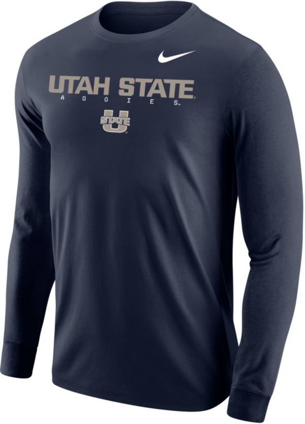 Nike Men's Utah State Aggies Blue Core Cotton Graphic Long Sleeve T-Shirt