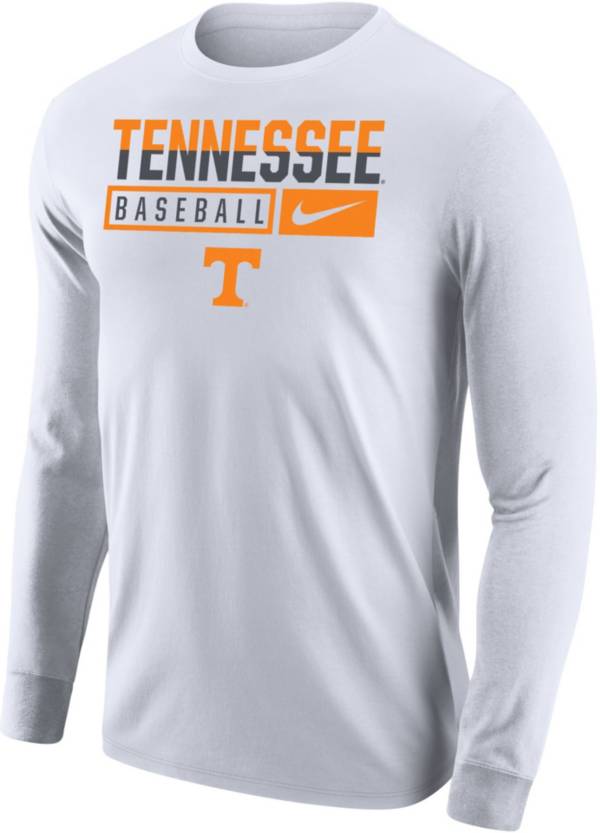 Nike Men's Tennessee Volunteers Baseball Core Cotton Long Sleeve White T-Shirt