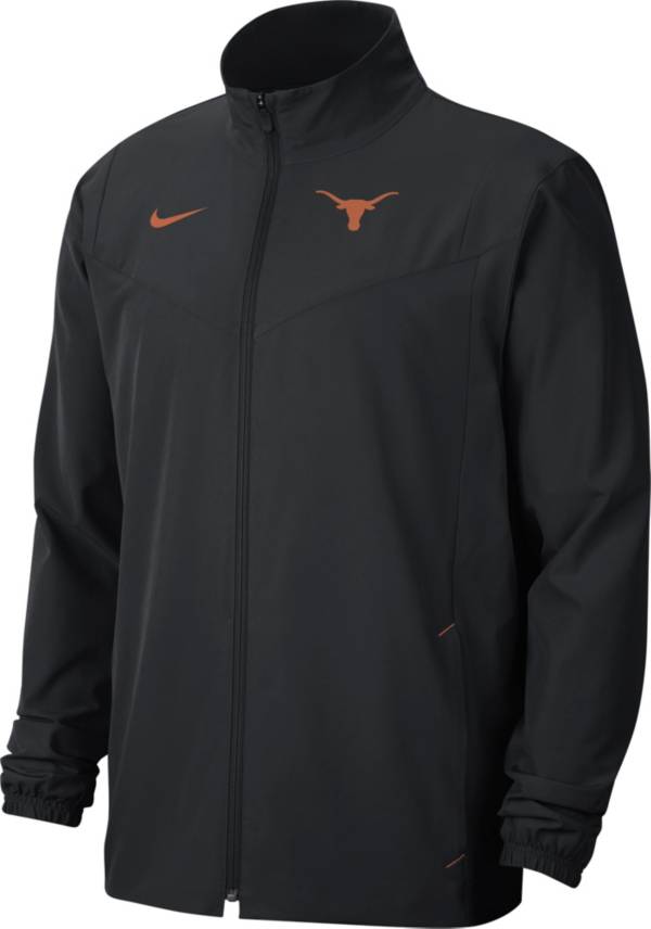 Nike Men's Texas Longhorns Football Sideline Woven Full-Zip Black Jacket