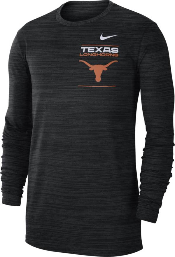 Nike Men's Texas Longhorns Dri-FIT Velocity Football Sideline Black Long Sleeve T-Shirt