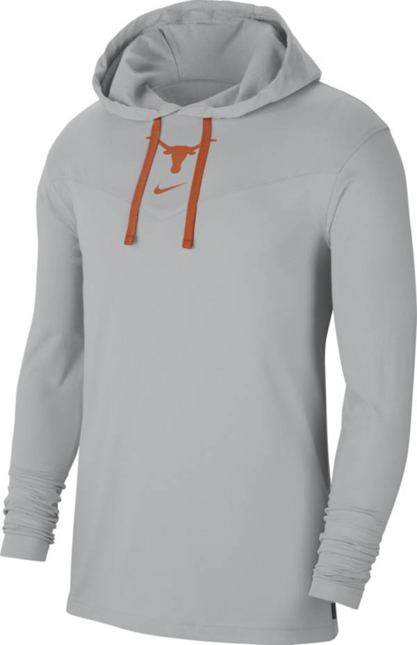 Nike Men's Texas Longhorns Grey Long Sleeve Hooded T-Shirt