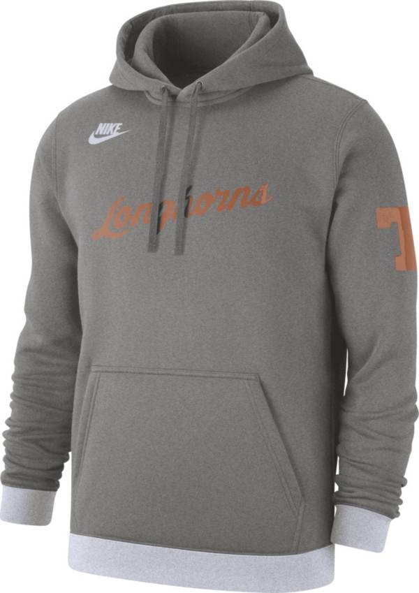Nike Men's Texas Longhorns Grey Retro Fleece Pullover Hoodie