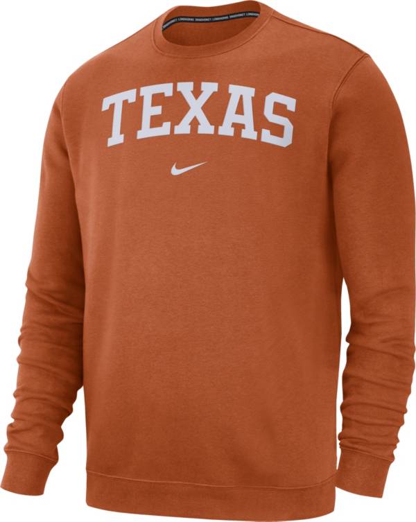 Nike Men's Texas Longhorns Burnt Orange Club Fleece Crew Neck Sweatshirt
